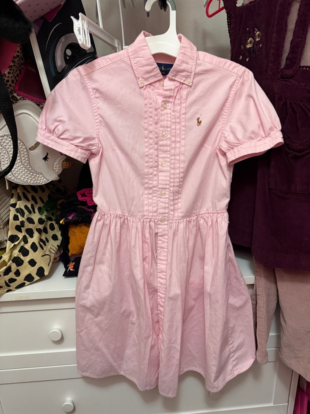 Ralph Lauren Light Pink Button-Front Shirt Dress